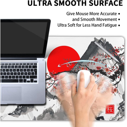 White Japanese Cherry Blossom Mousepad outfitque