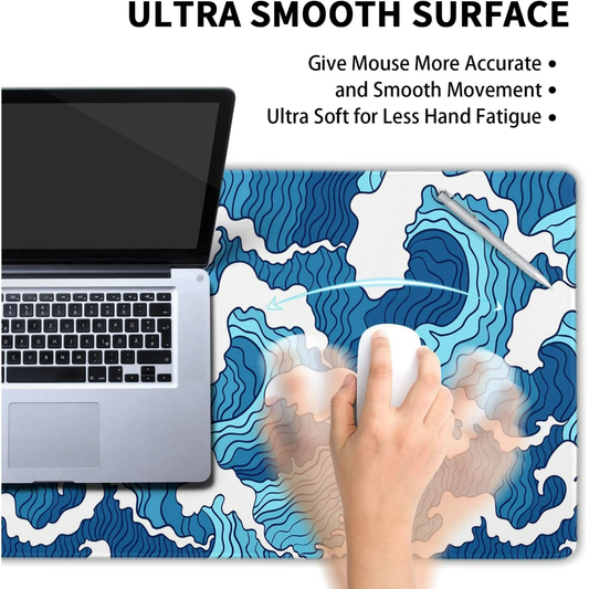 Japanese Blue and White Wave Mousepad outfitque