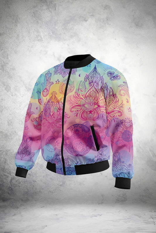 Cosmic Bloom Bomber Jacket outfitque