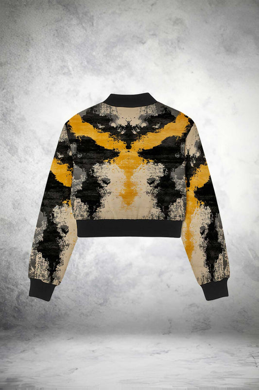Abstract Crop Bomber Jacket Print it up