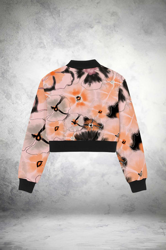 Coral Burst Abstract Crop Jacket Print it up