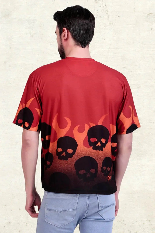 Inferno Skull Oversized Tee - Print it upprinted oversized