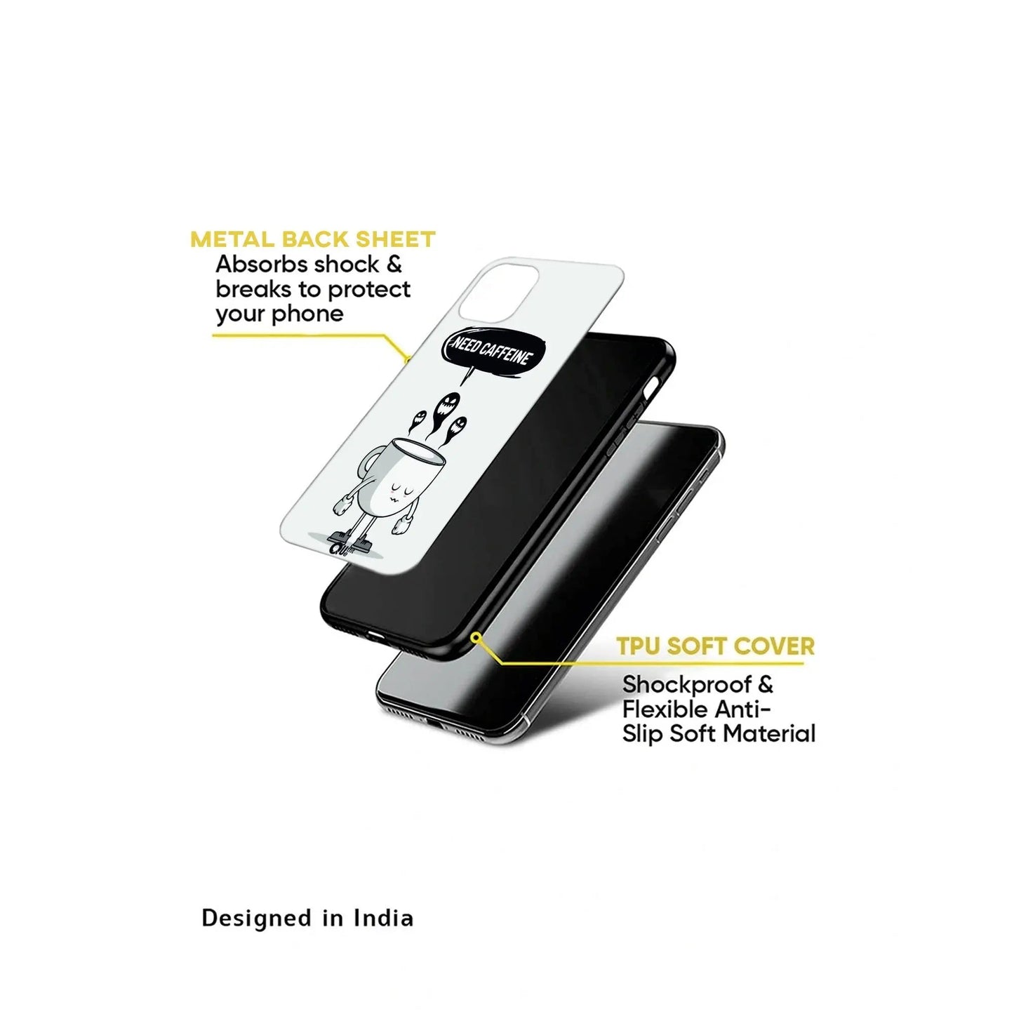 Need Caffeine Metal TPU hybrid Protection Case - Print it upPhone case