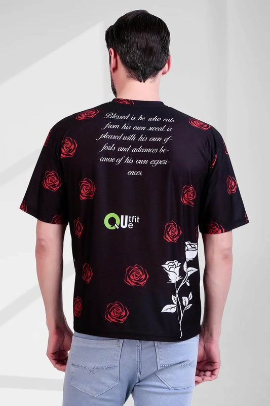 Noir Rose Oversized Tee - Print it upprinted oversized