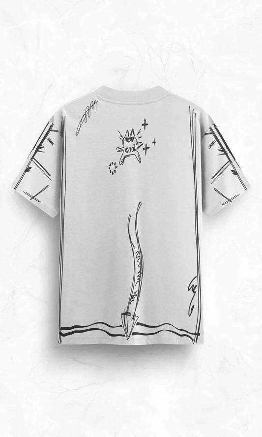 Outfitque Doodle Vibe Oversized Tee – Sketch Edition - Print it upPrinted Tshirt