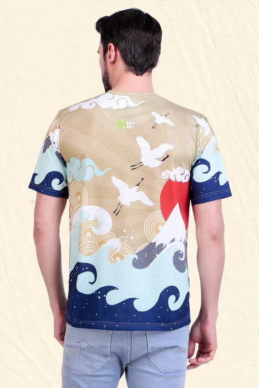 Rise of the Crane – Japanese Sunrise Tee - Print it upregular tshirt