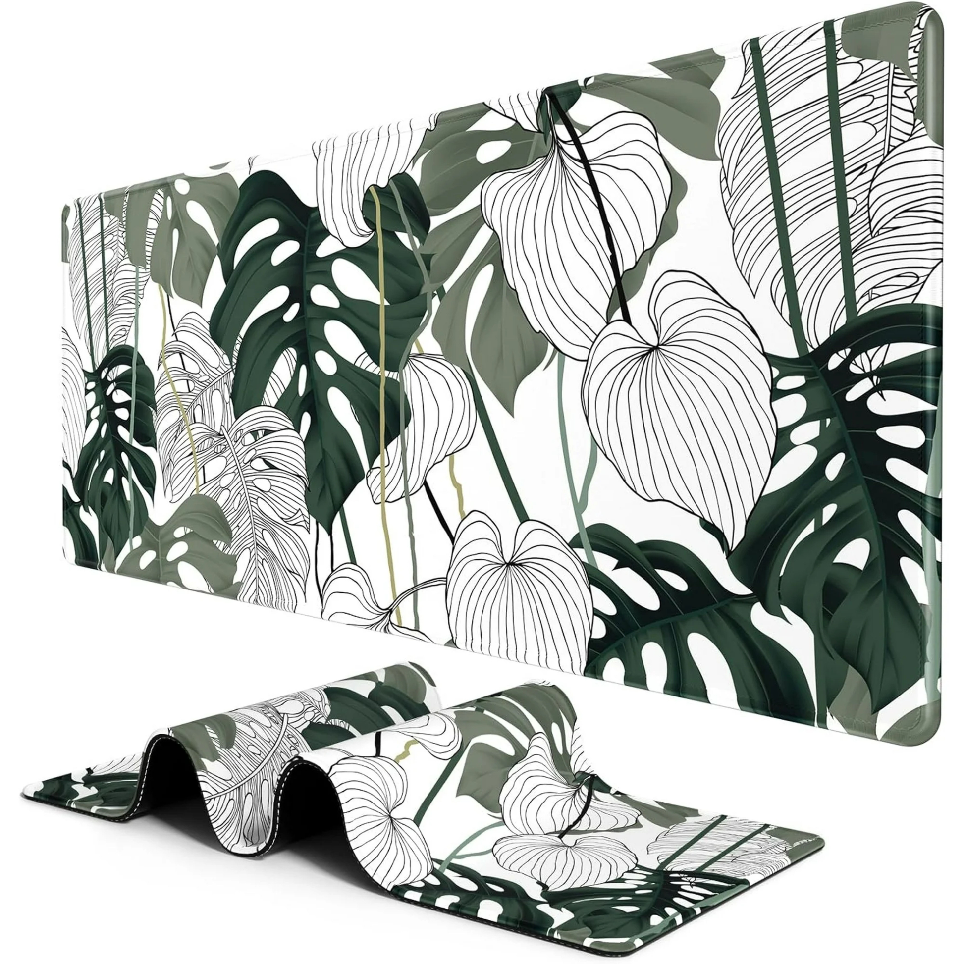 Art Tropical Leaf White Mousepad outfitque