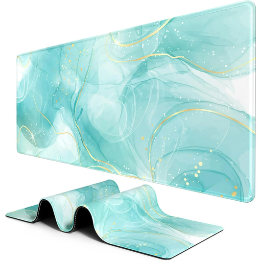 Art Gold Teal Marble Mousepad outfitque