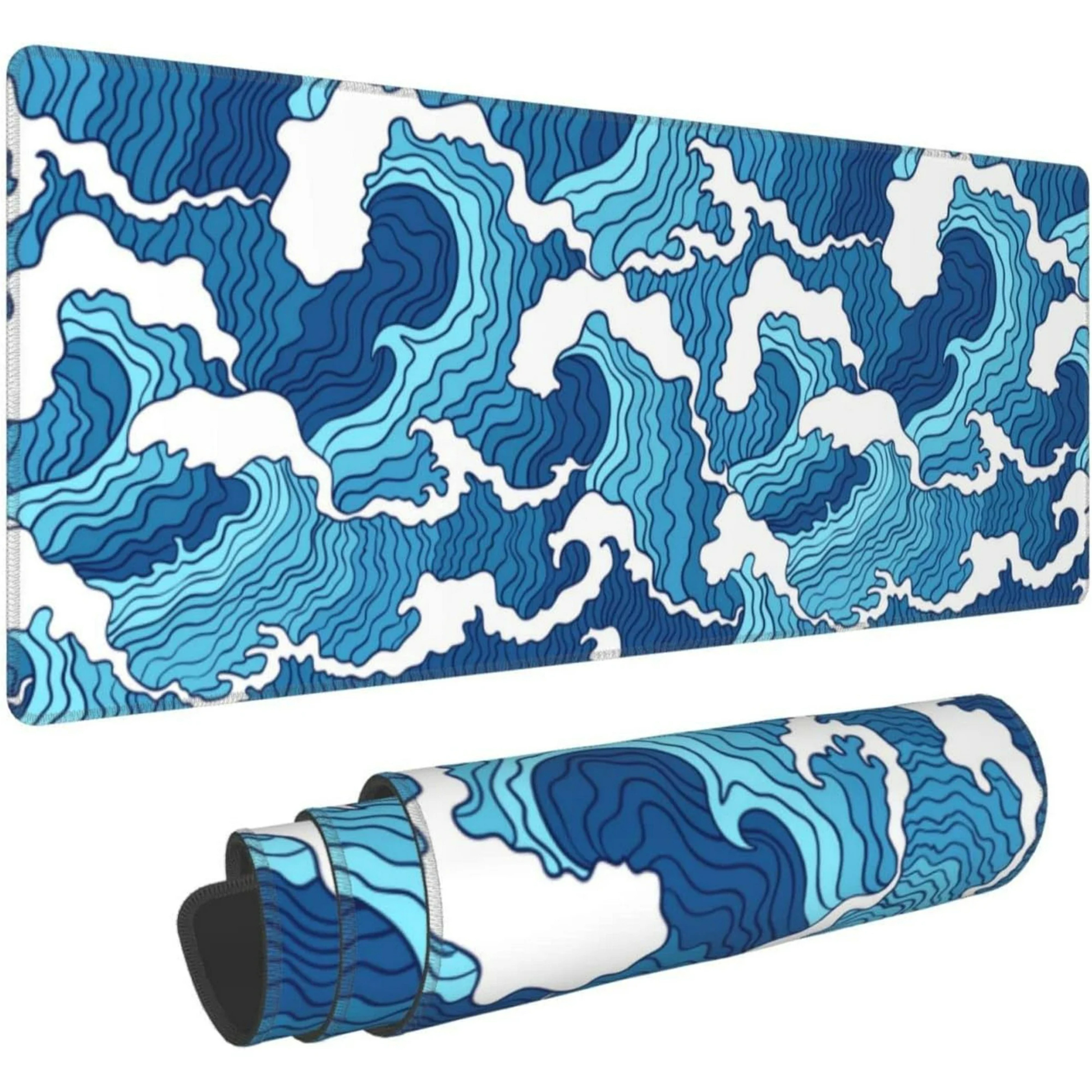 Japanese Blue and White Wave Mousepad outfitque