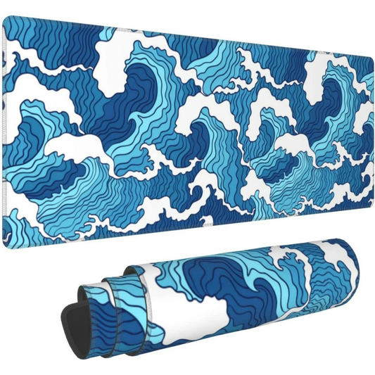 Japanese Blue and White Wave Mousepad outfitque