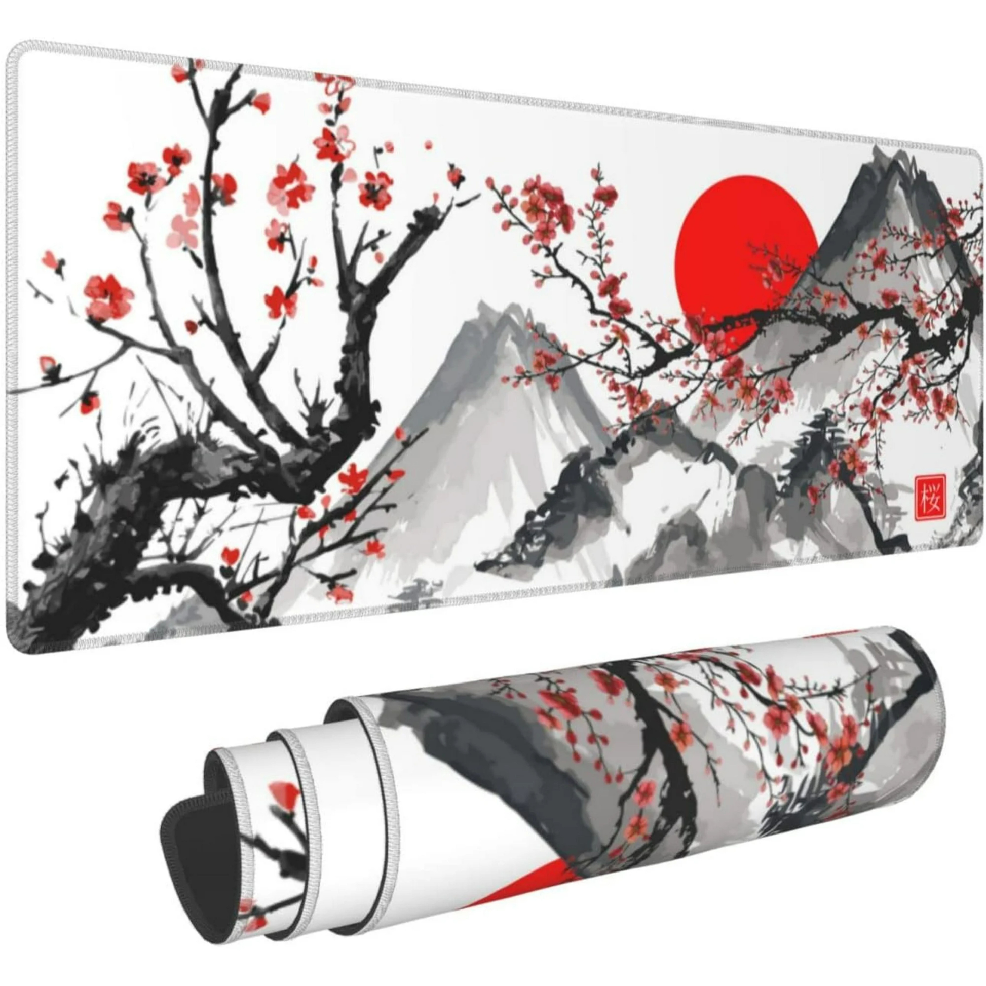 White Japanese Cherry Blossom Mousepad outfitque