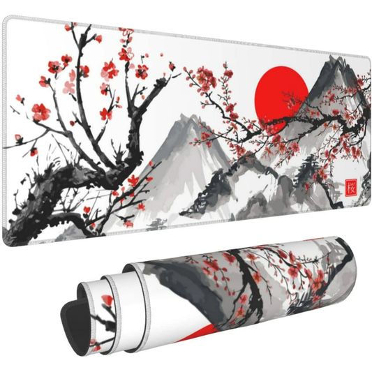 White Japanese Cherry Blossom Mousepad outfitque