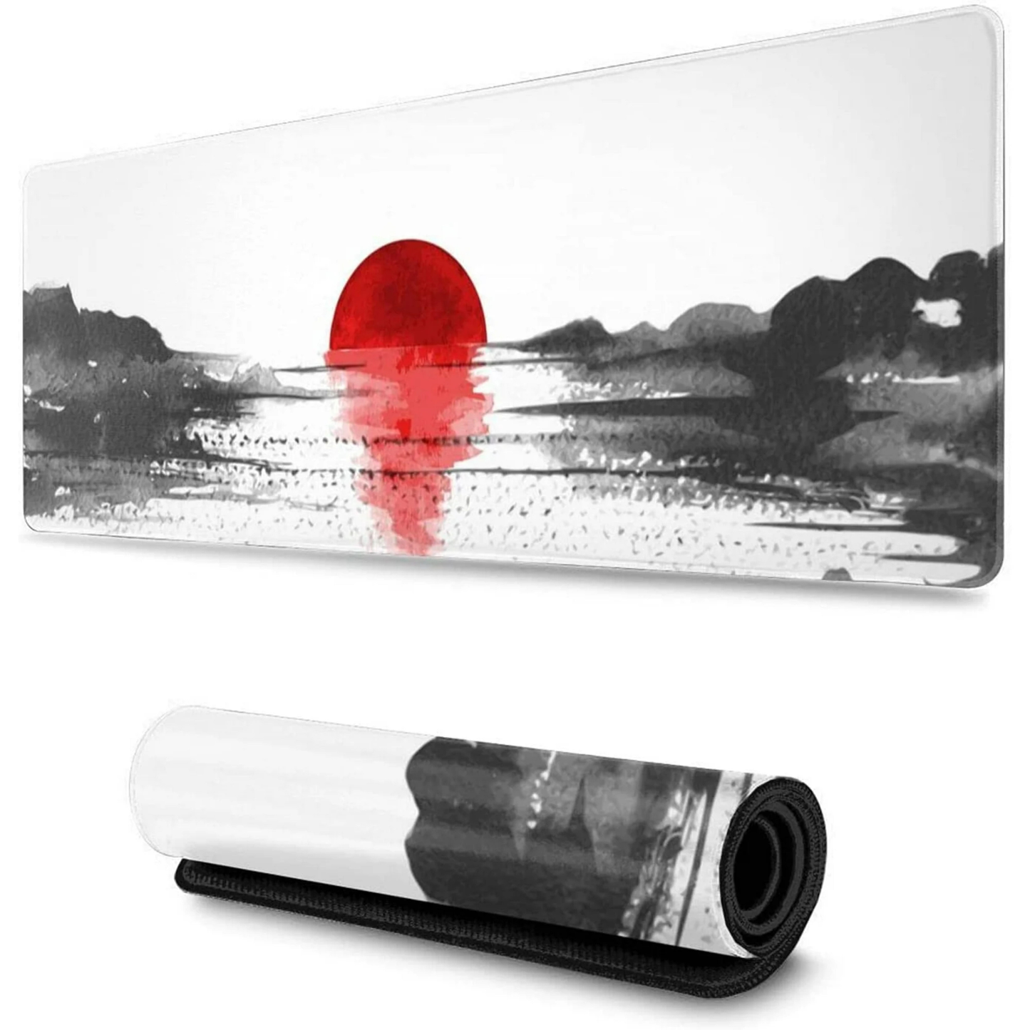 Lake with red sun Mousepad outfitque