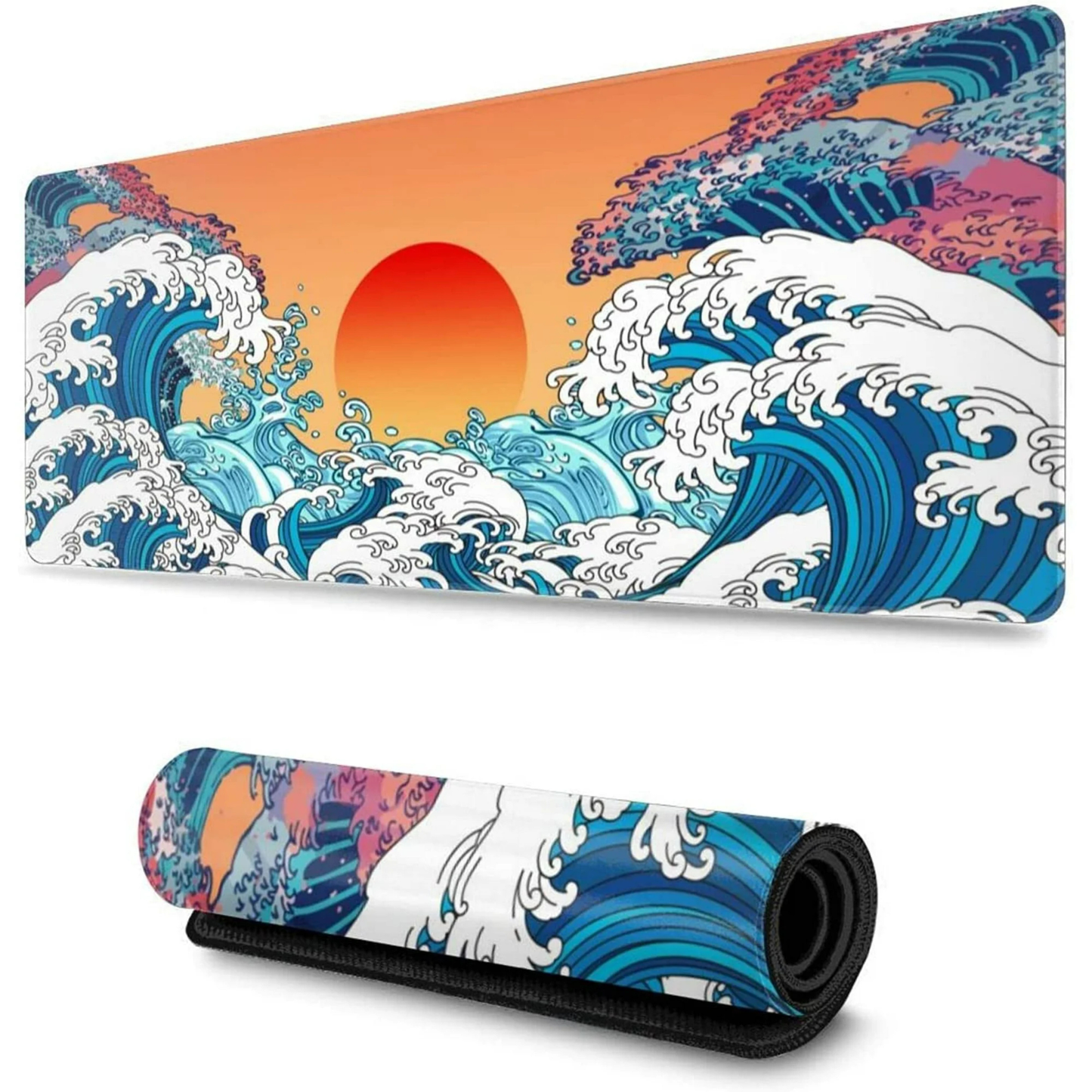 Vintage Japanese Ocean Wave Sunrise Mousepad outfitque