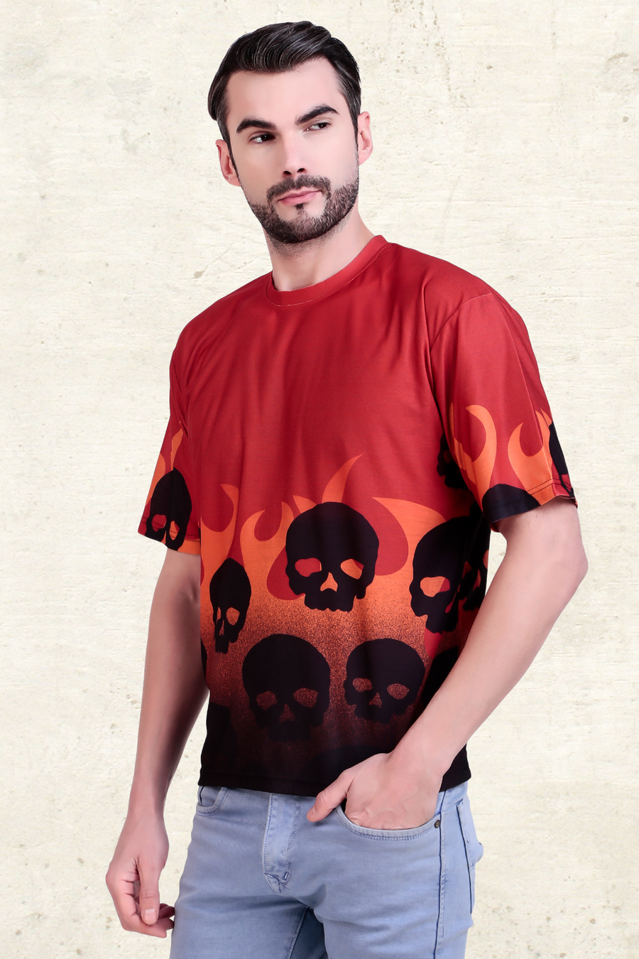 SKULLS ON FIRE OVERSIZED TSHIRT