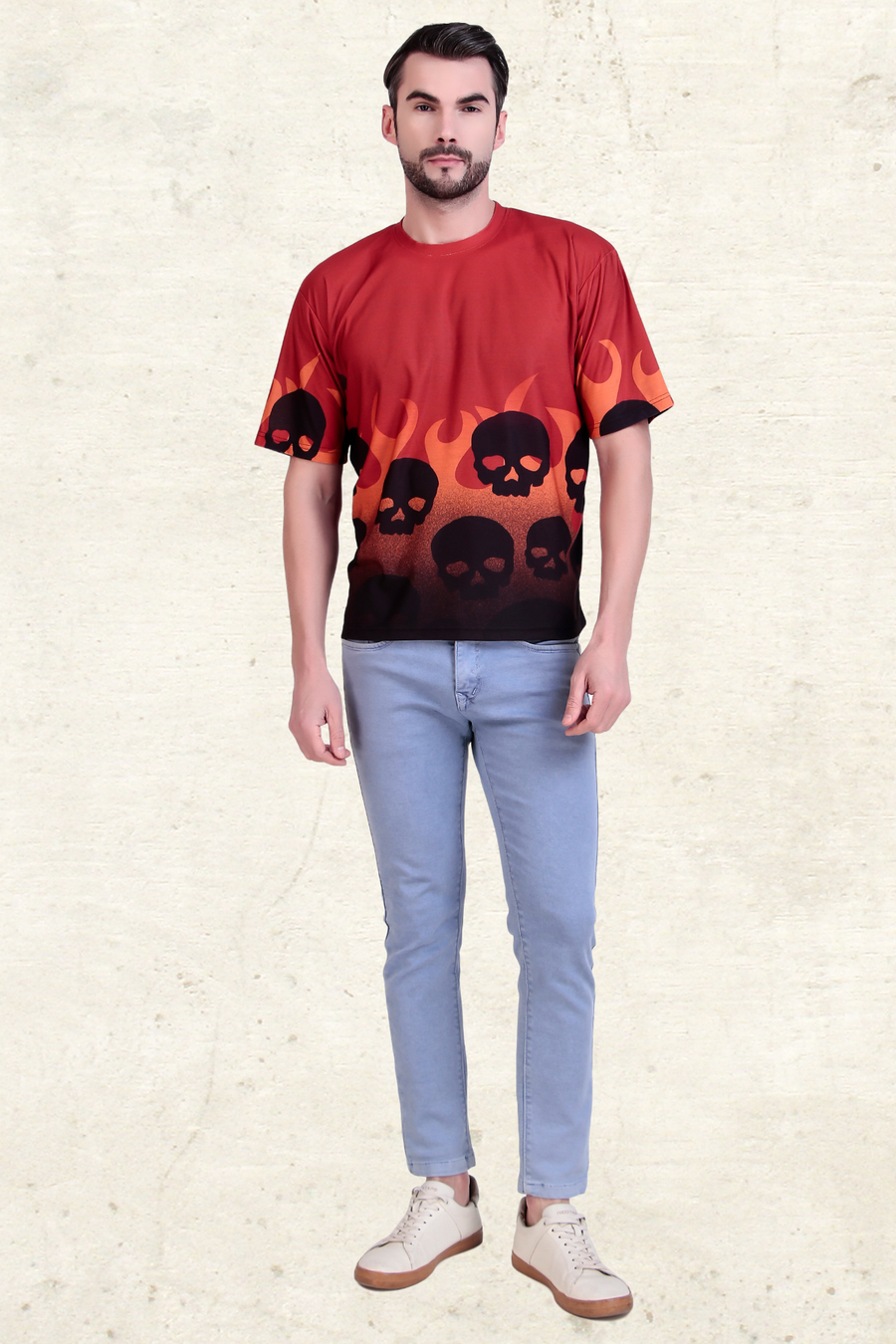 SKULLS ON FIRE OVERSIZED TSHIRT