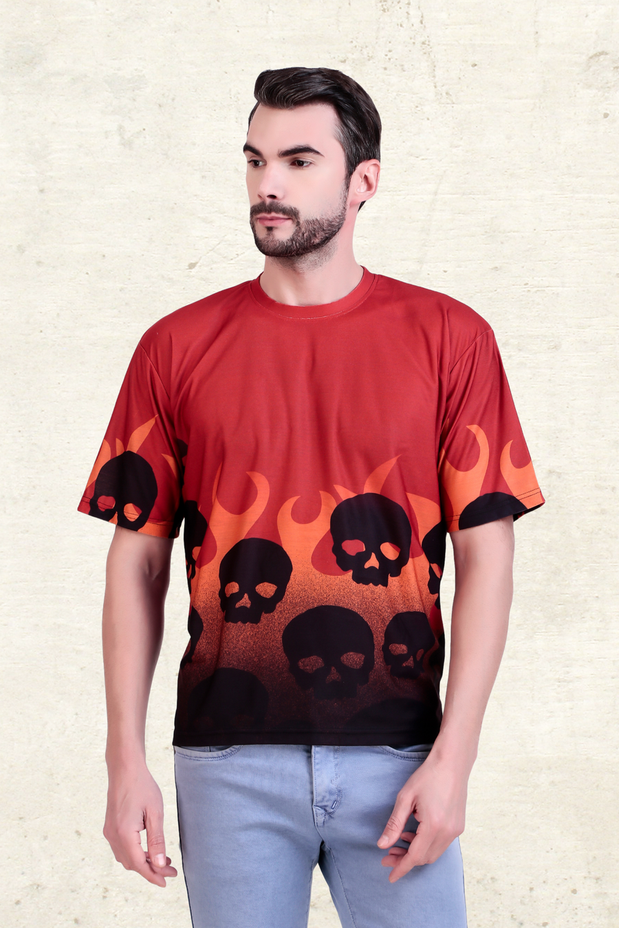 SKULLS ON FIRE OVERSIZED TSHIRT