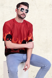 SKULLS ON FIRE OVERSIZED TSHIRT