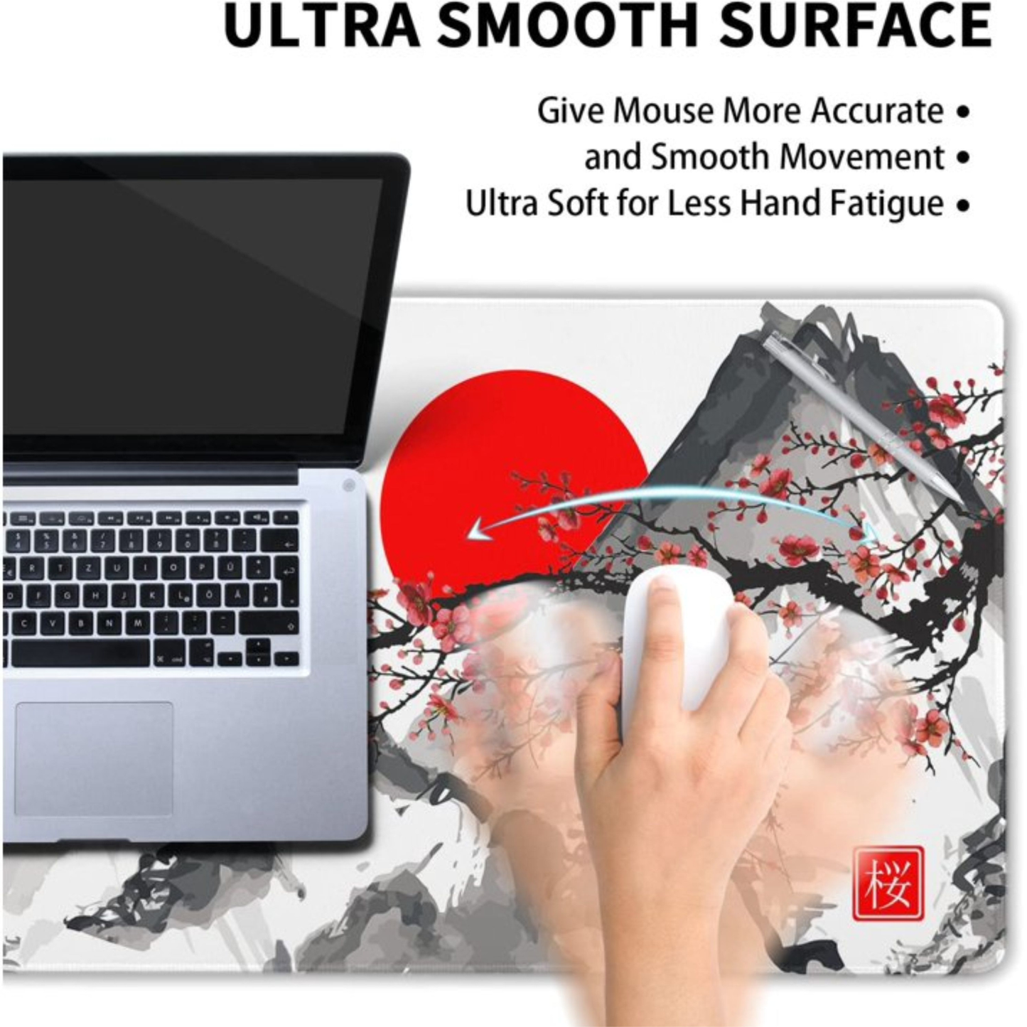 White Japanese Cherry Blossom Mousepad outfitque