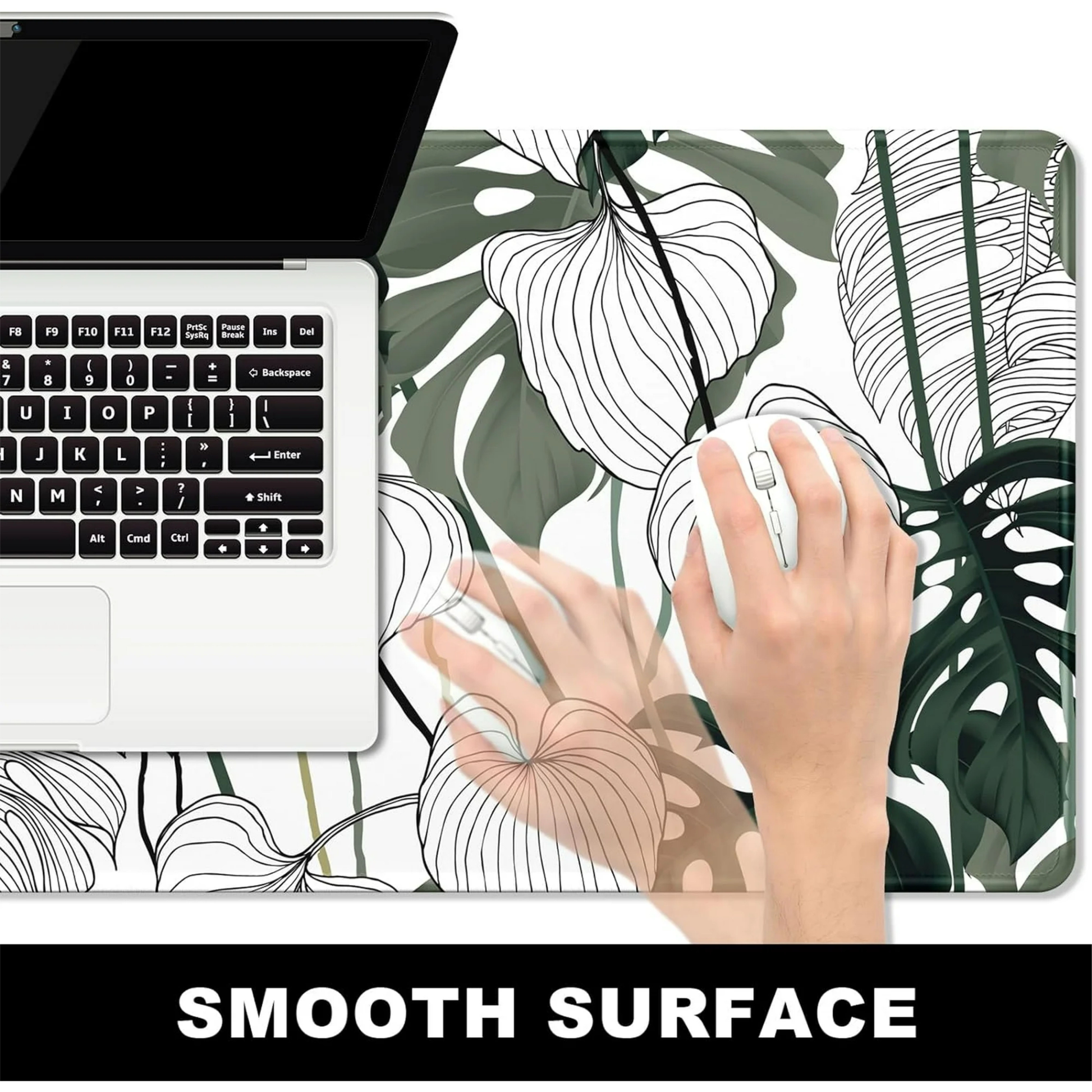 Art Tropical Leaf White Mousepad outfitque