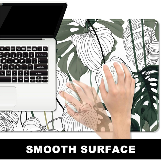 Art Tropical Leaf White Mousepad outfitque