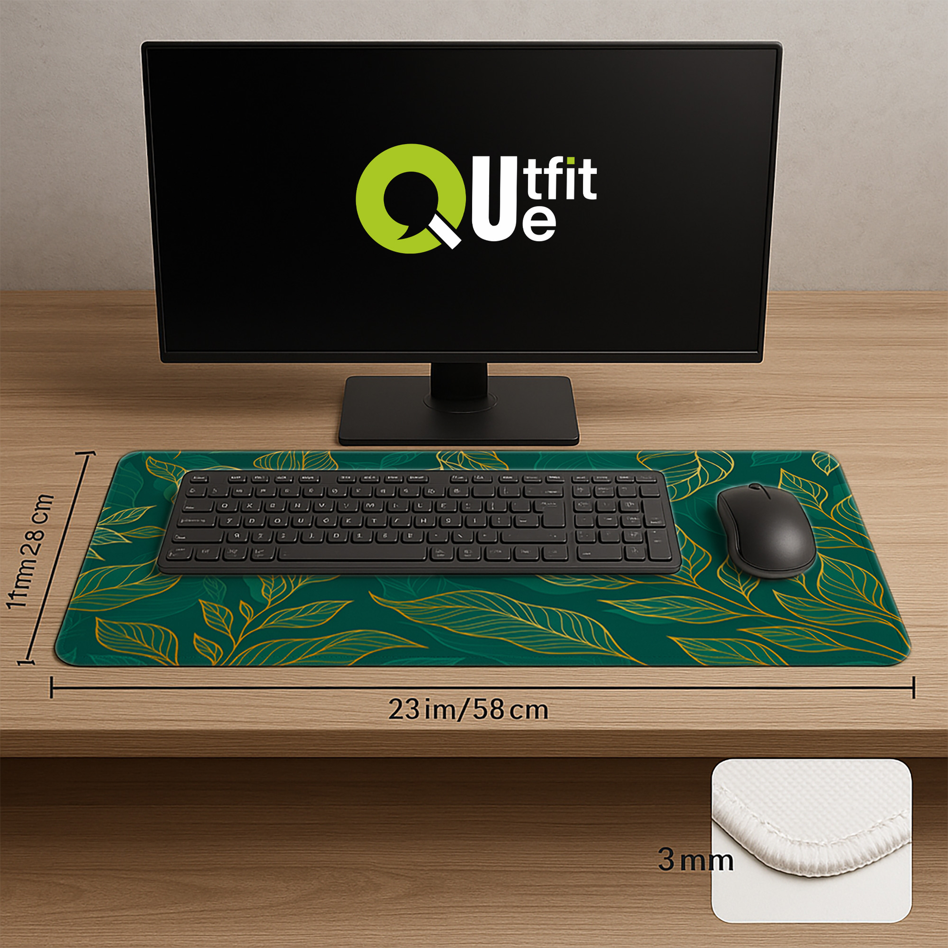 Artistic Luxury Leaf Green Mousepad outfitque