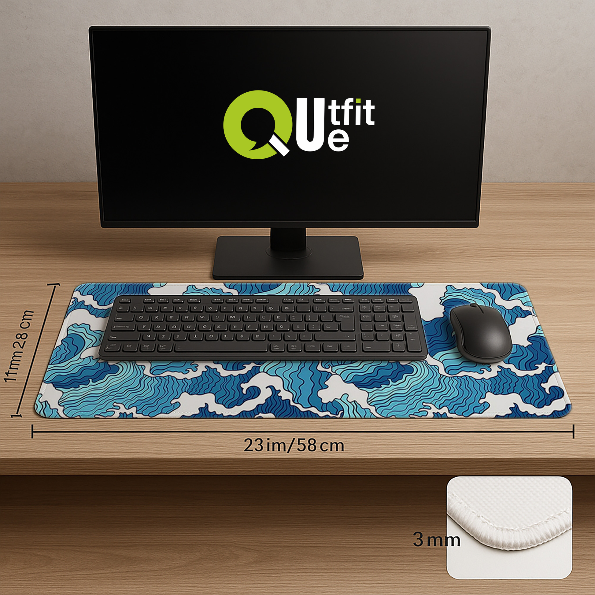 Japanese Blue and White Wave Mousepad outfitque