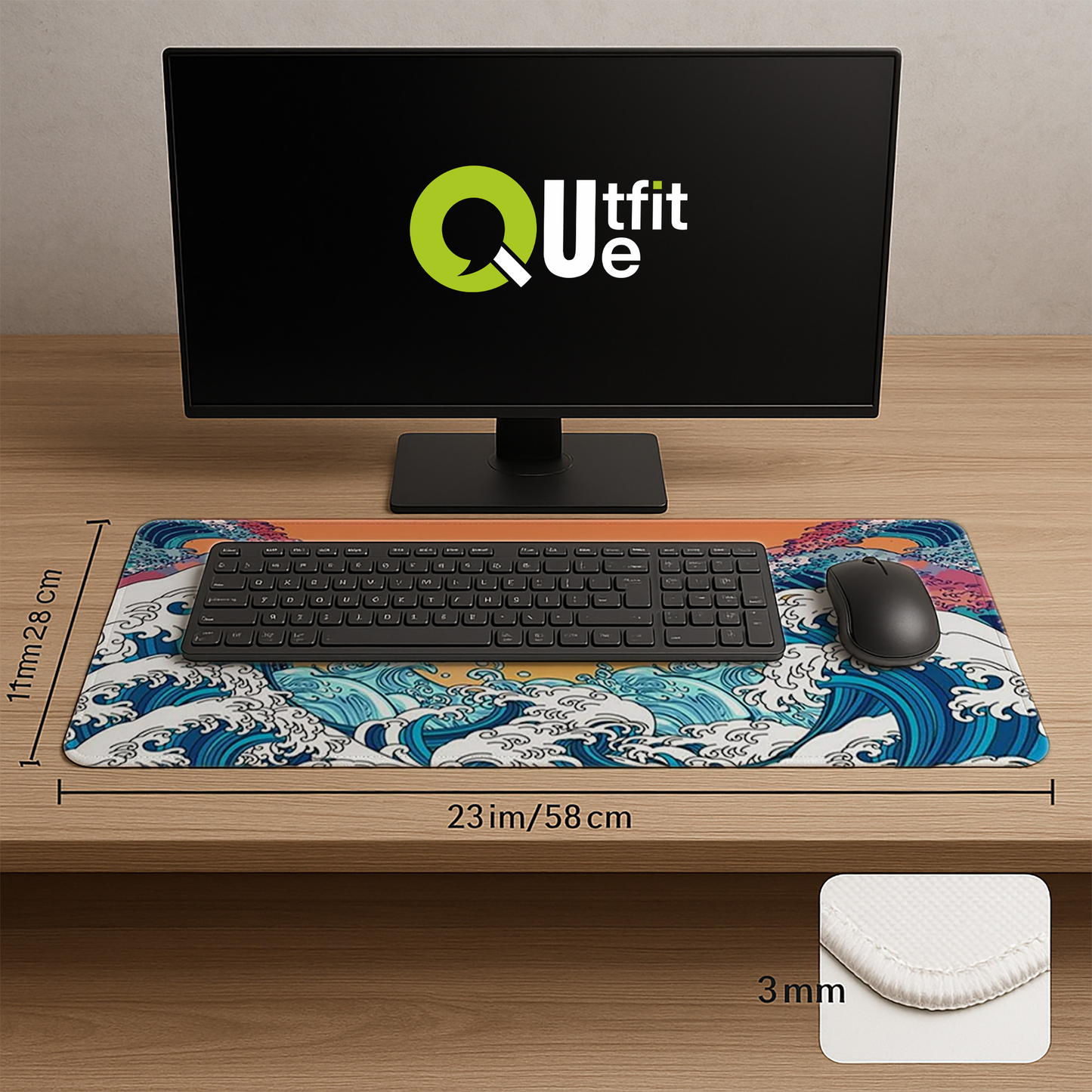 Vintage Japanese Ocean Wave Sunrise Mousepad outfitque