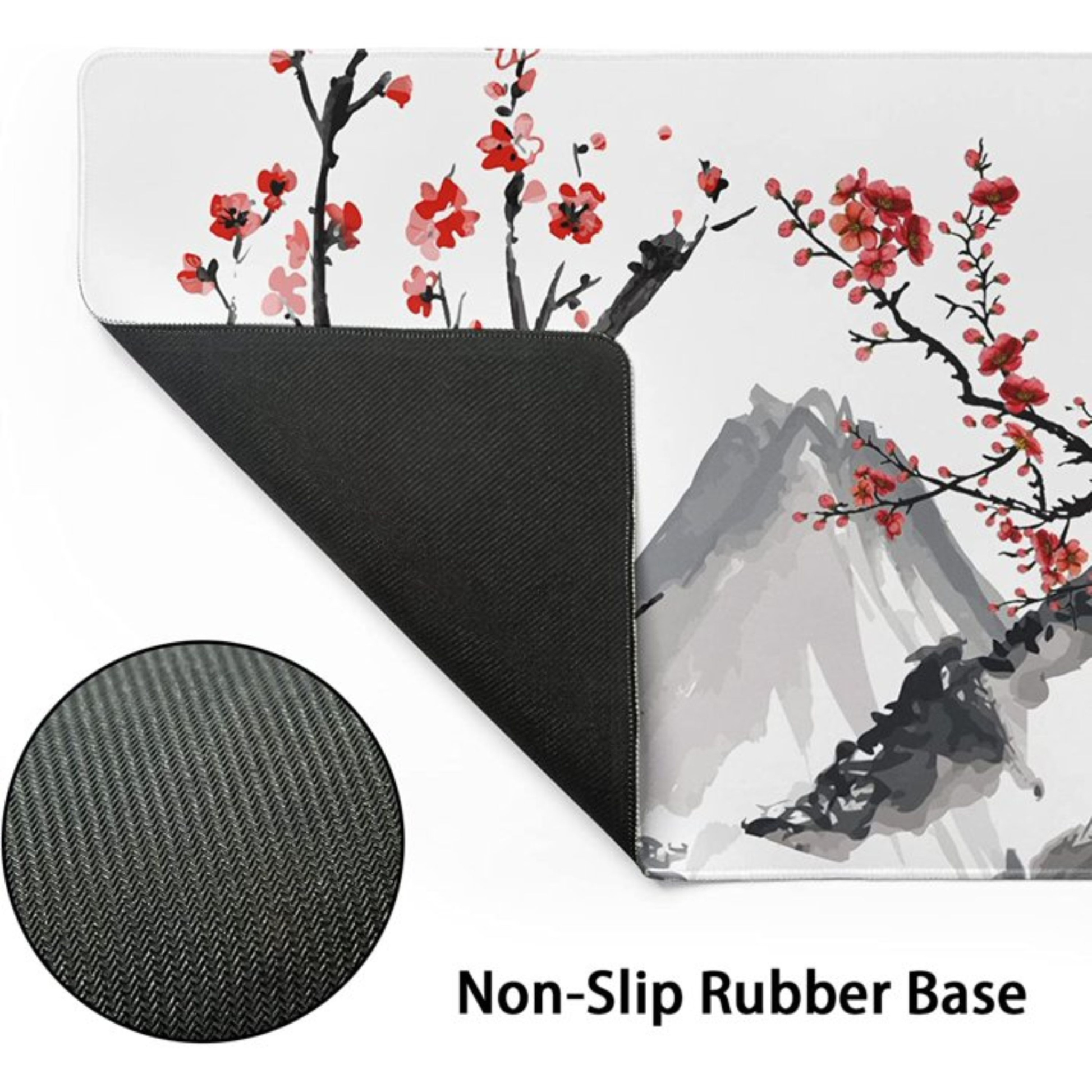 White Japanese Cherry Blossom Mousepad outfitque