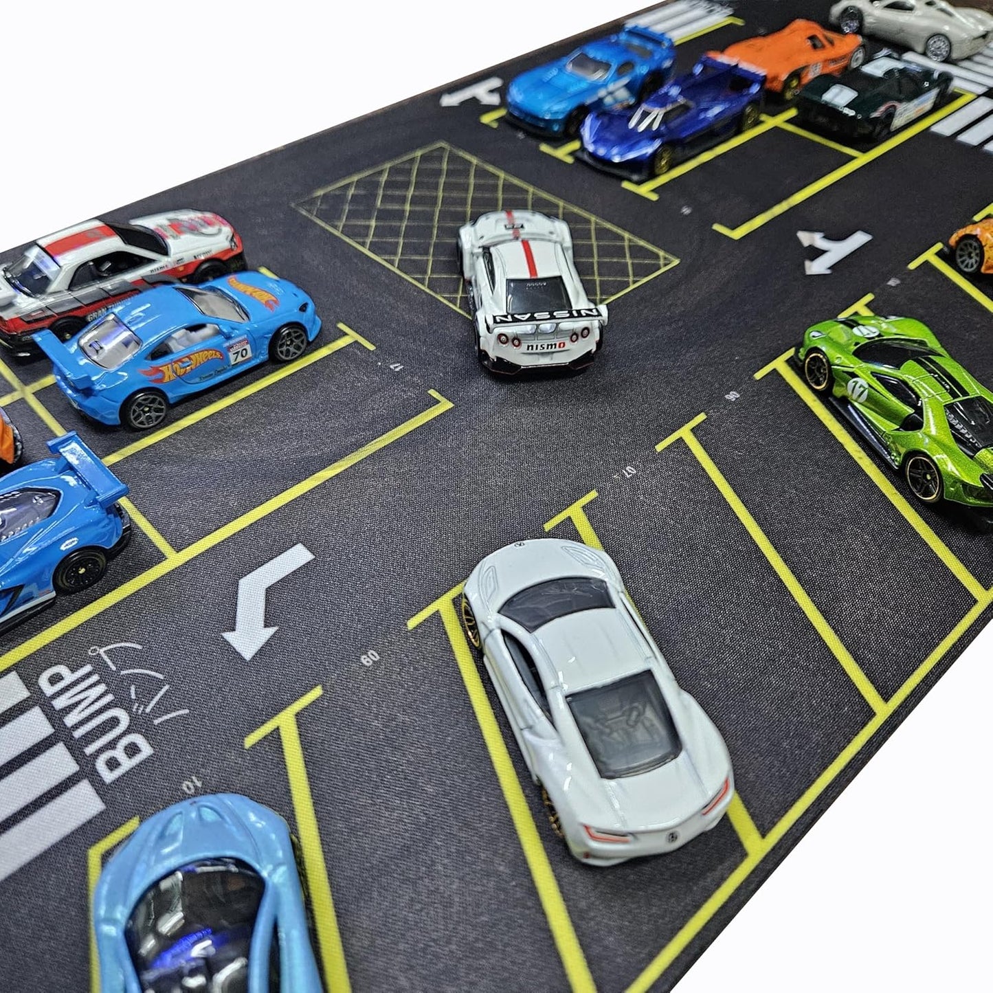 Moto Apparels Street Soul | Parking lot mat Diorama for 1/64 Scale Cars (Hotwheels,minigt,majoratte, etc) Large Size 11X22 inches **Cars not Included
