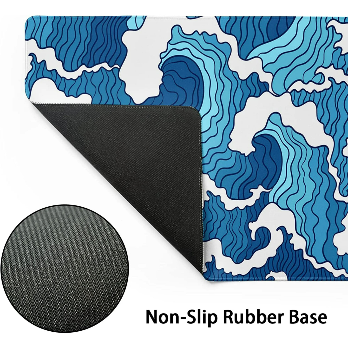 Japanese Blue and White Wave Mousepad outfitque