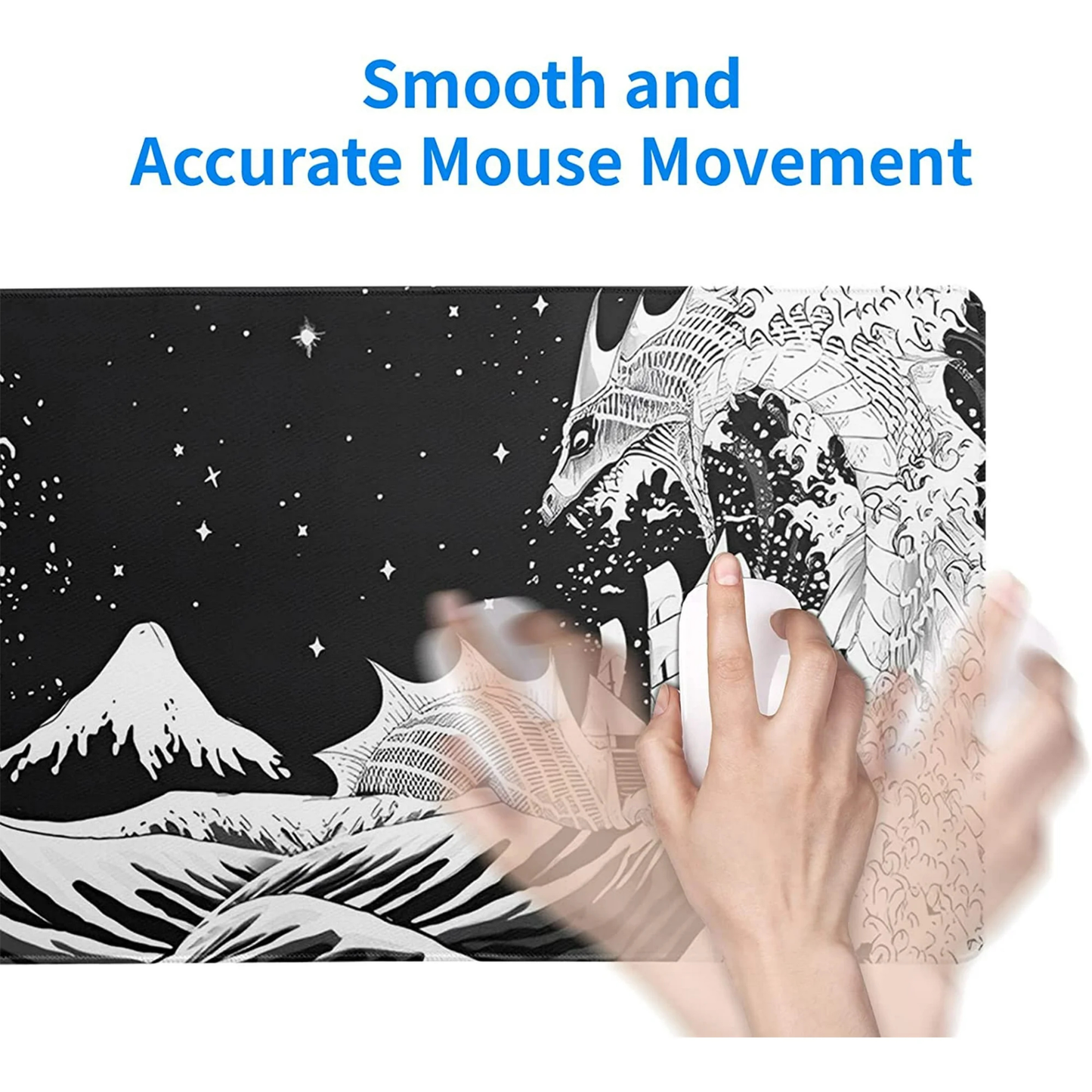 Black and white japanese waves dragon Mousepad outfitque