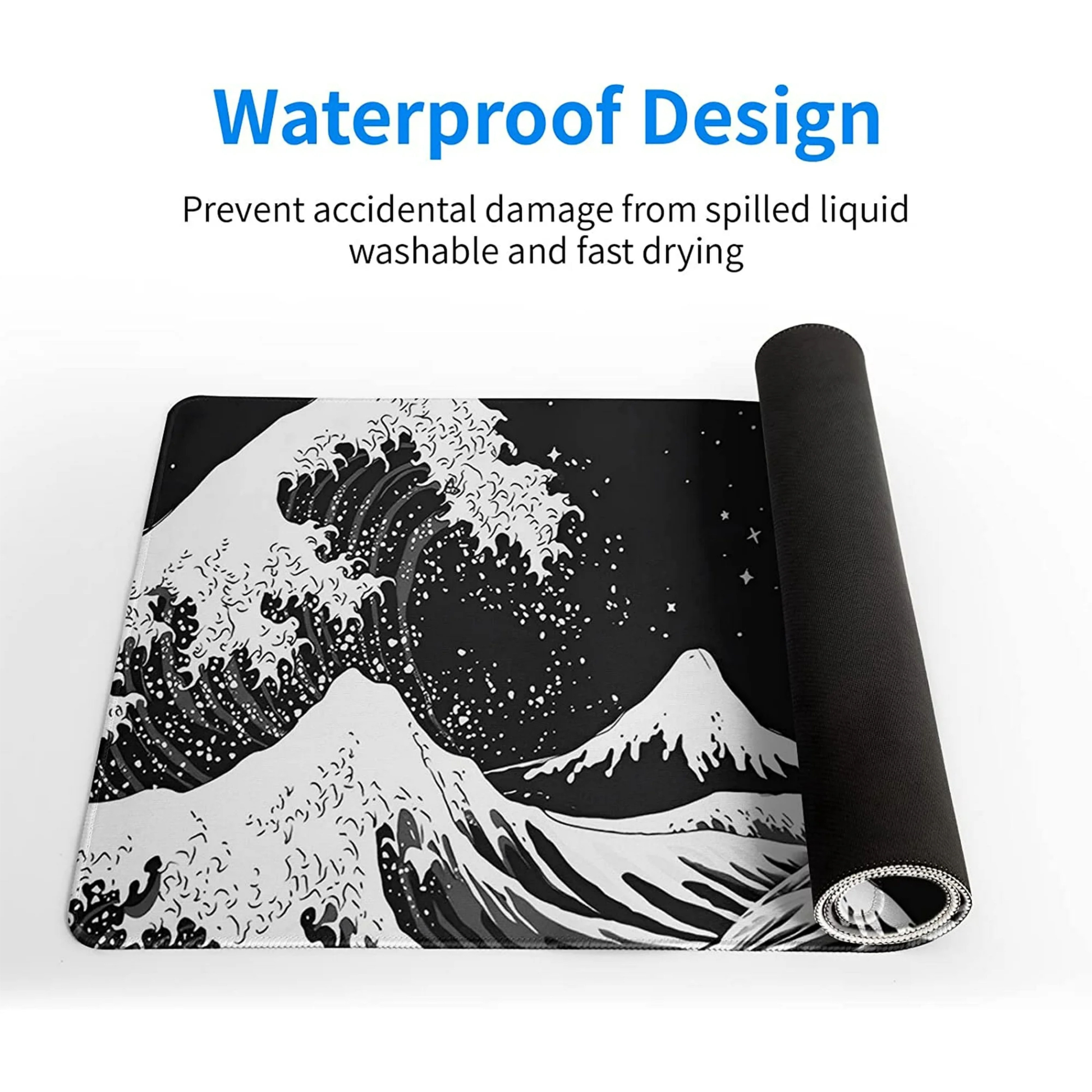 Black and white japanese waves dragon Mousepad outfitque