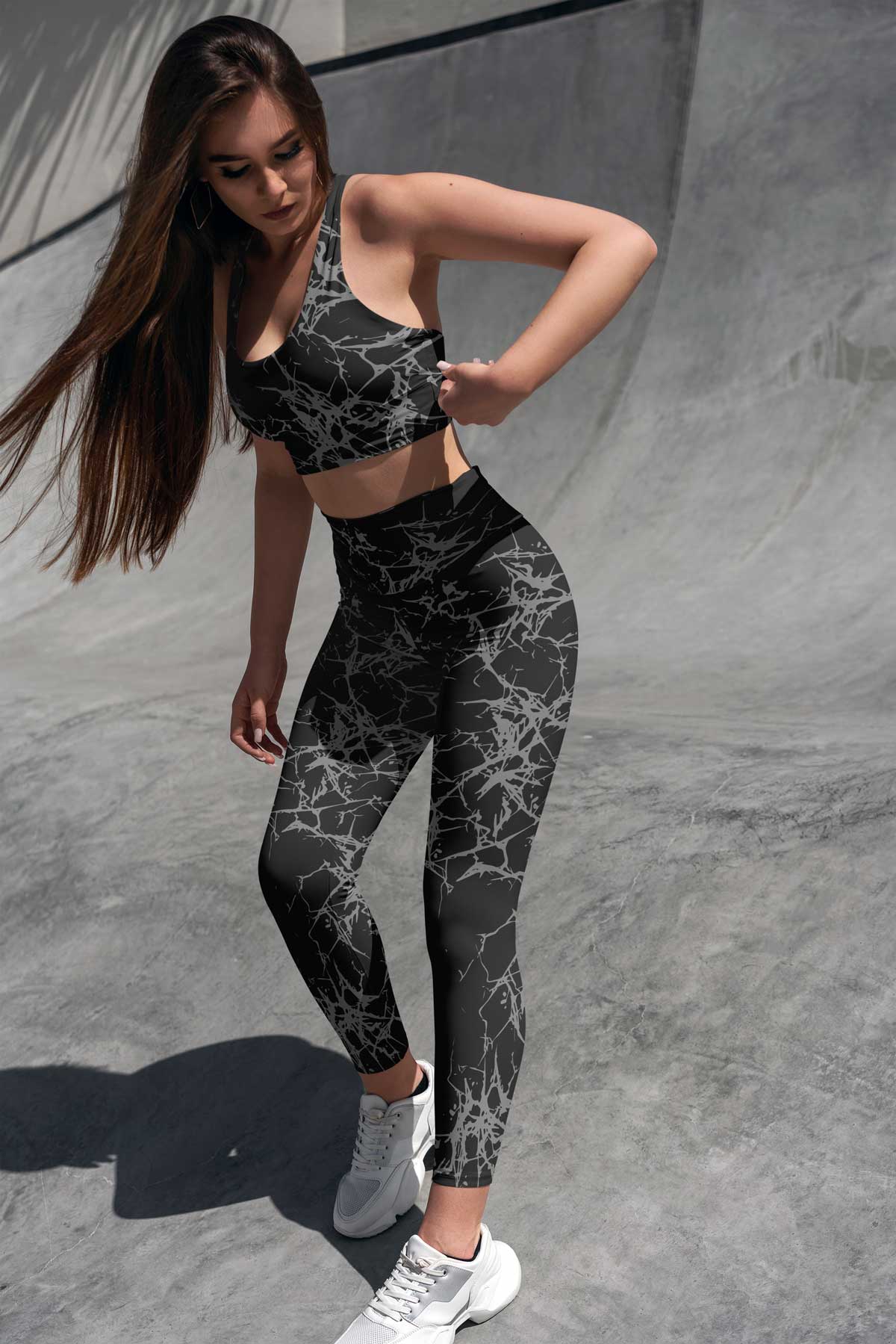 Black Marble Activewear Set