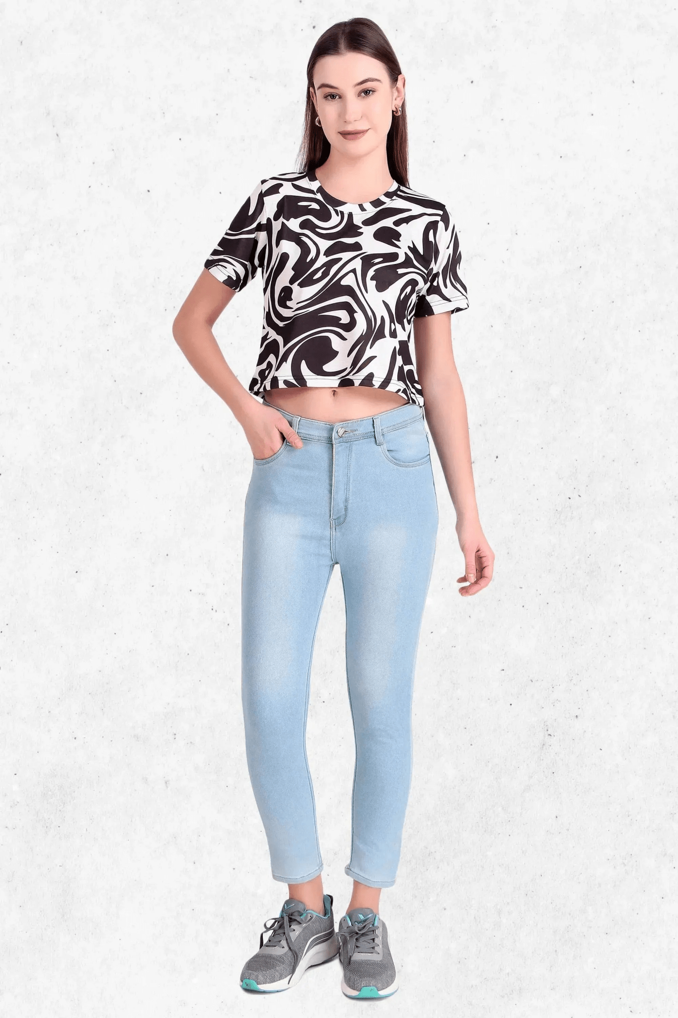 Black & White Abstract Swirl Crop Top - Print it upCROP TOP