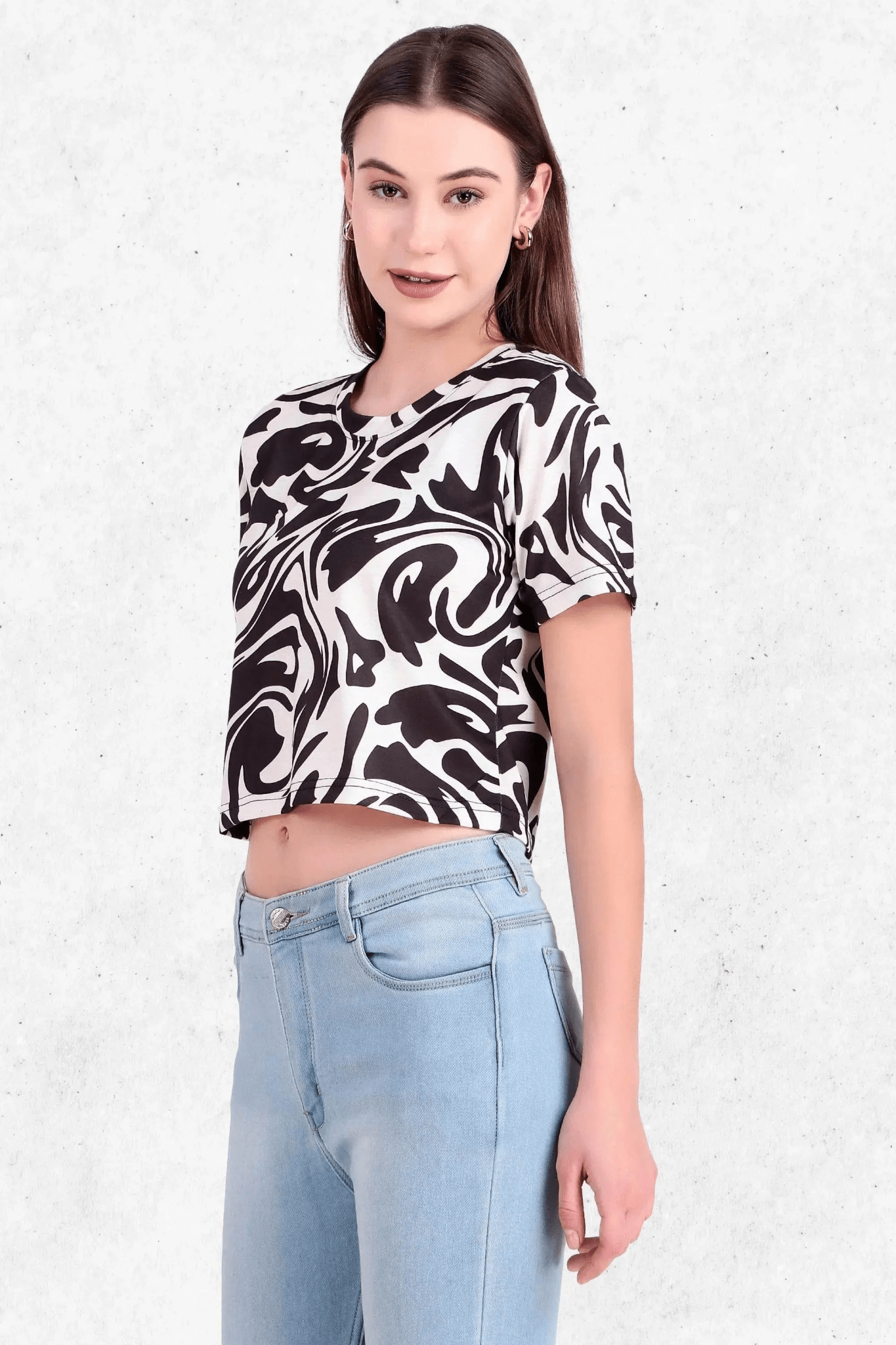 Black & White Abstract Swirl Crop Top - Print it upCROP TOP