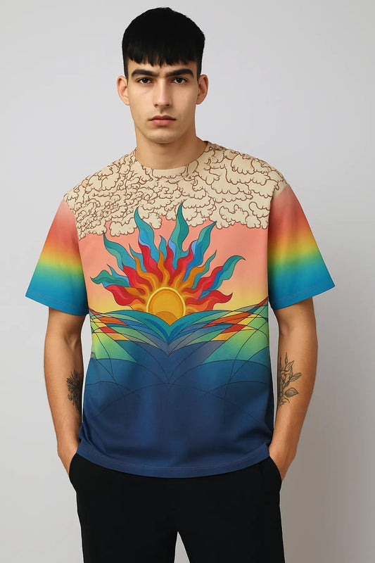 Cosmic Sunrise Tee - Print it upOversized