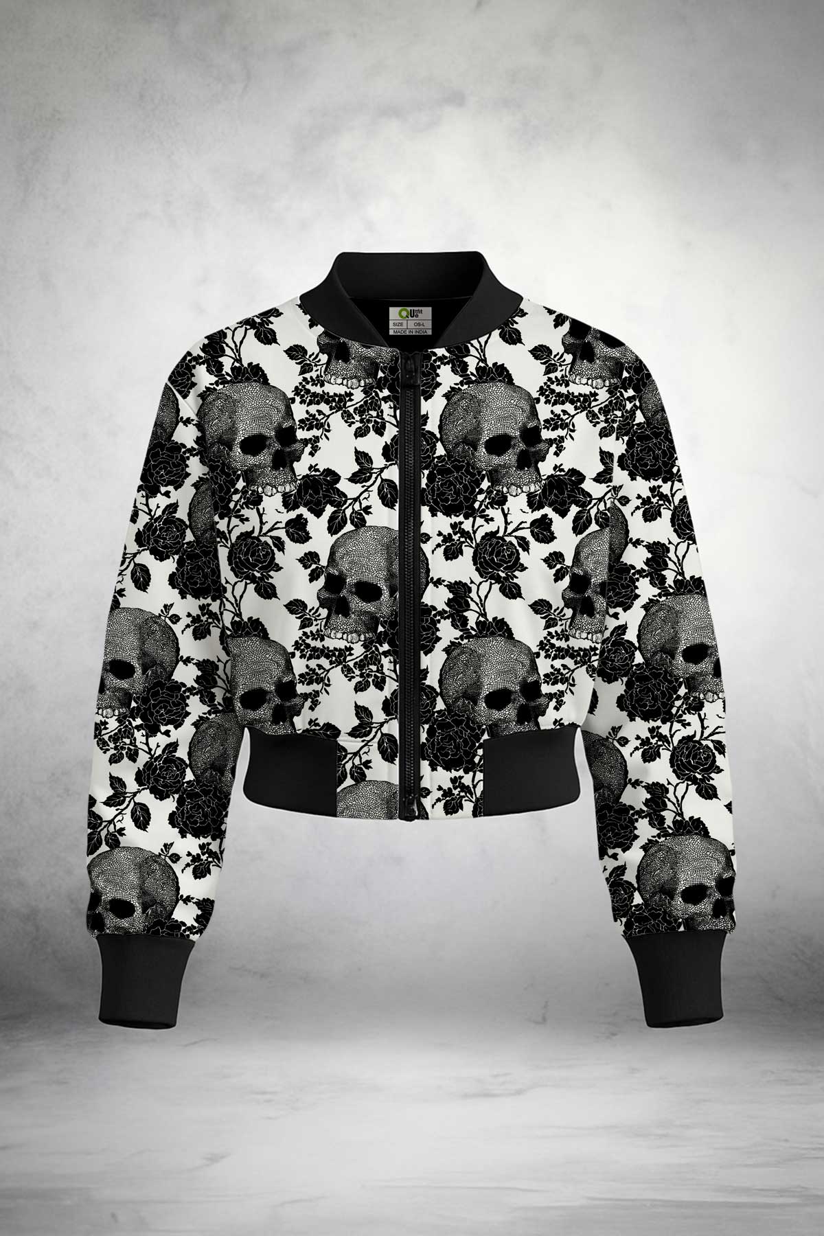Black and White Skull Rose Jacket Print it up