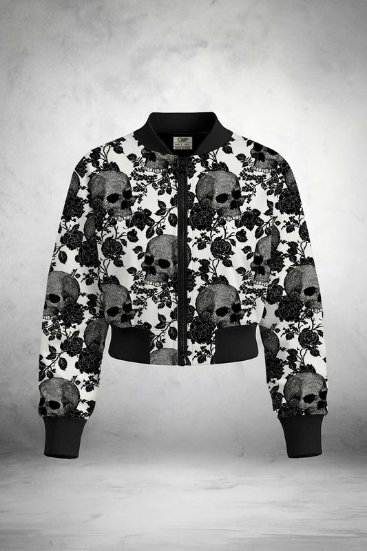 Black and White Skull Rose Jacket Print it up