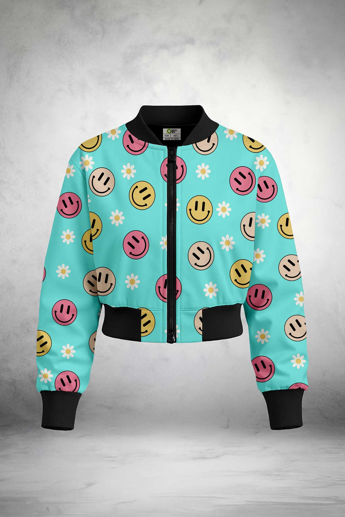 Happy Face Crop Jacket (Copy) Print it up