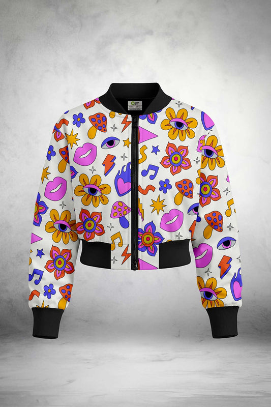 Groovy Trippy Crop Jacket Print it up