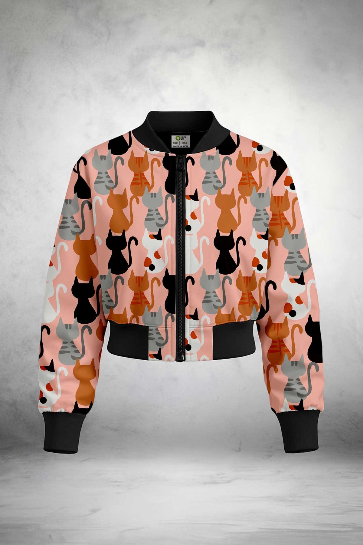 Meow Mix Bomber Crop Jacket Print it up