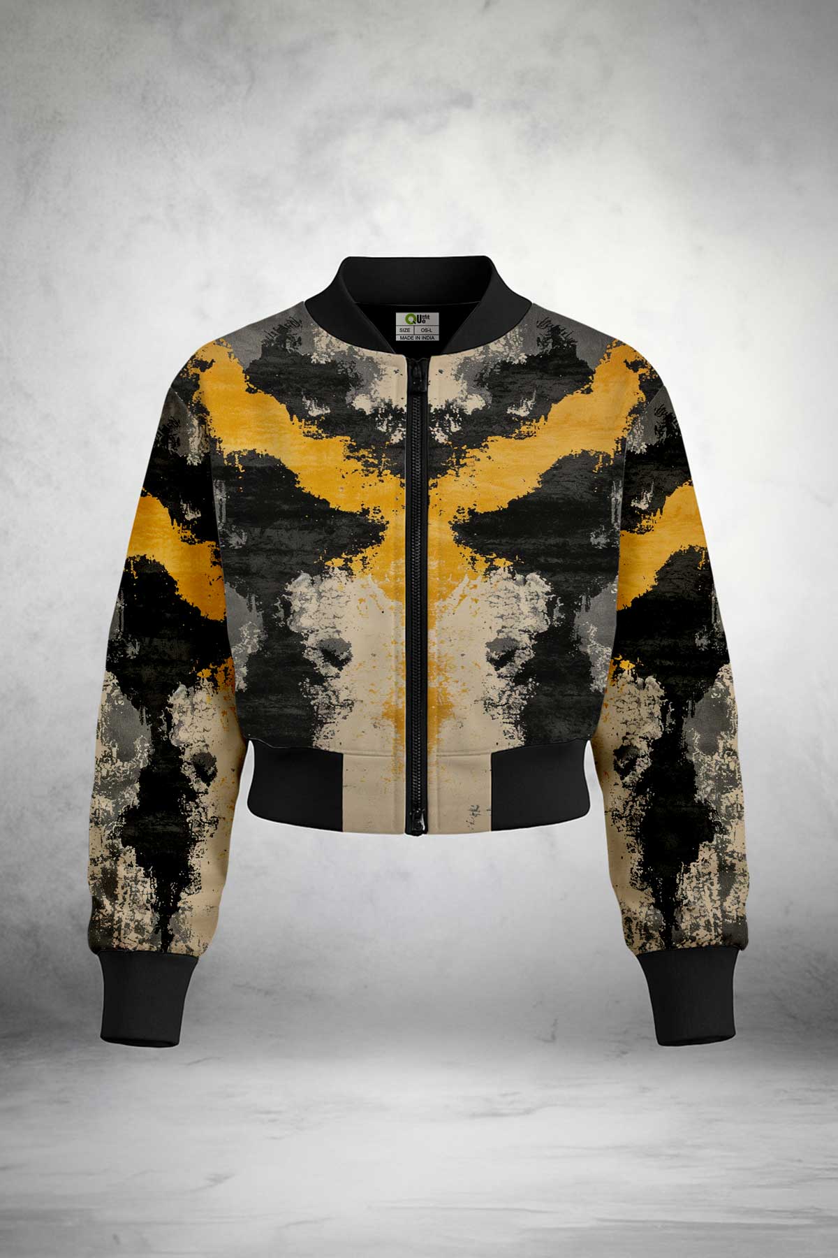 Abstract Crop Bomber Jacket Print it up