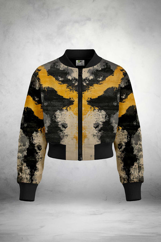 Abstract Crop Bomber Jacket Print it up