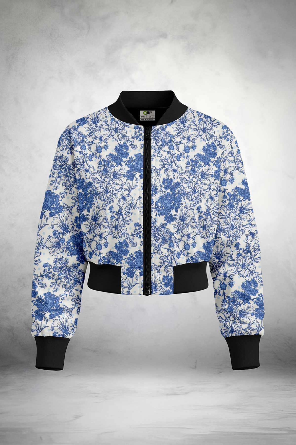 Blue Floral Crop Jacket Print it up
