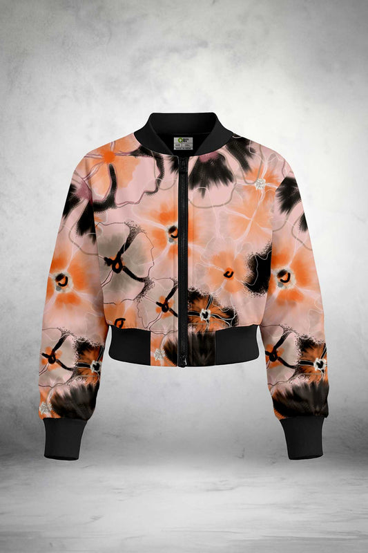 Coral Burst Abstract Crop Jacket Print it up