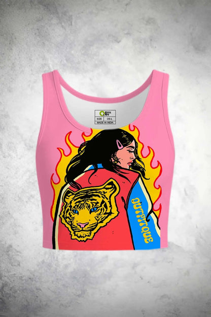 Fierce Femme Fire Graphic Crop Tank Top | Trendy Streetwear - Print it upcrop tank top