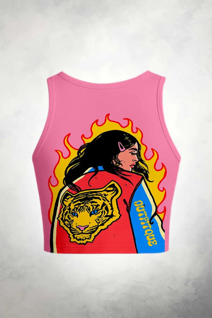 Fierce Femme Fire Graphic Crop Tank Top | Trendy Streetwear - Print it upcrop tank top