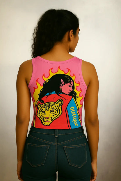 Fierce Femme Fire Graphic Crop Tank Top | Trendy Streetwear - Print it upcrop tank top