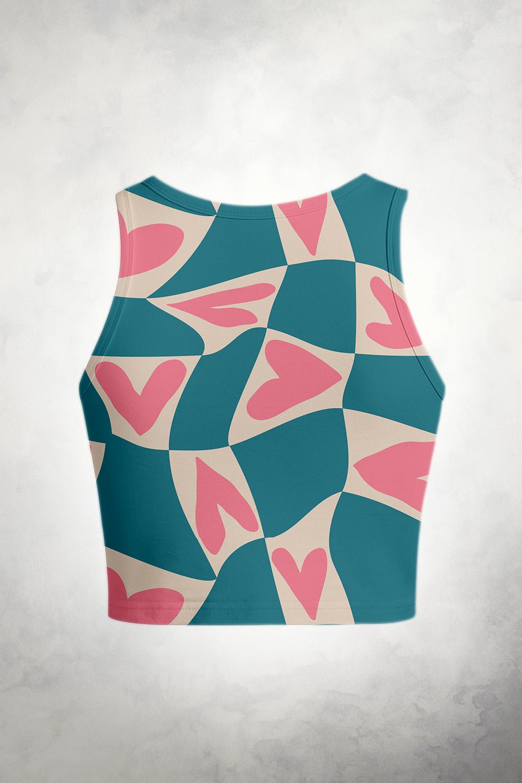 Heart Wave Pink & Teal Crop Tank - Print it upcrop tank top